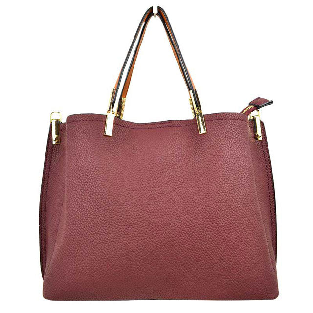 Burgundy Simpler Times Bucket Crossbody Bags For Women. A great everyday casual shoulder bag composed of Faux leather. A simple design with subtle gold hardware details on the closure.  Magnetic snap closure for an inner zipper pouch opening spacious to hold your phone, wallet, and other essentials securely.