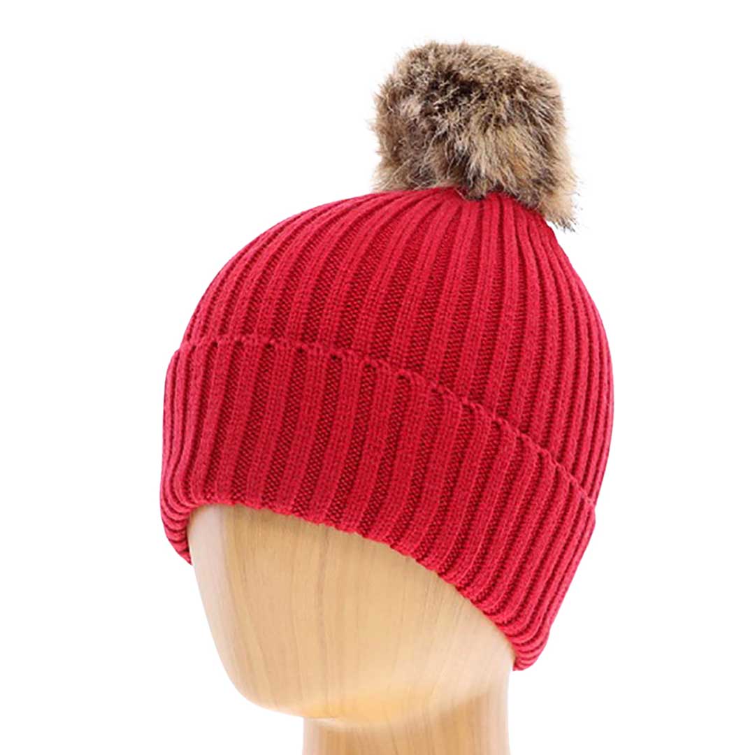 Burgundy Soft Knit Faux Pom Pom Beanie Hat. From daily life to holidays, this super stylish beanie hat's cozy fabric will keep you looking great and feeling warm. It's elegant, comfortable, and fashionable. Perfect for casual, trips, holidays, sports, skiing, skating, hiking, etc. or simply just for cold weather. 