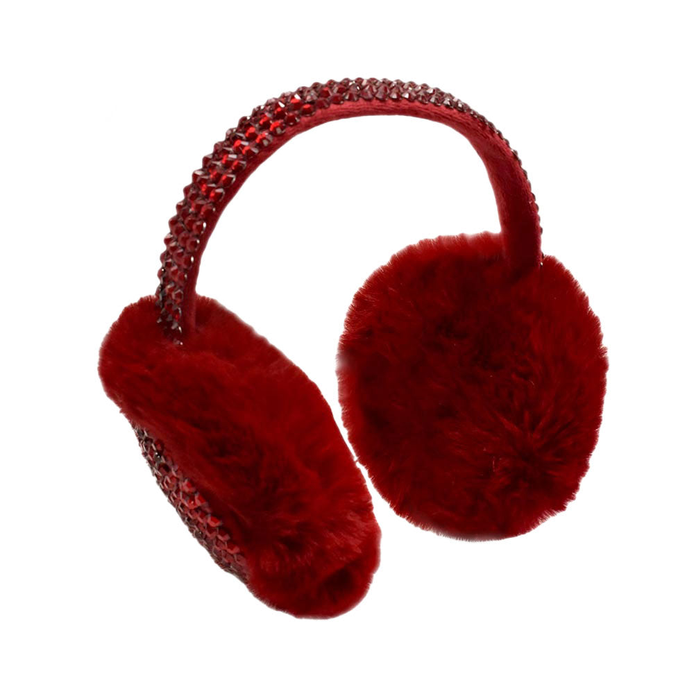 Burgundy Studded Fluffy Plush Fur Foldable Earmuff, is soft & furry that will shield your ears from cold winter weather ensuring all-day comfort. The plush fur foldable design earmuff creates a cozy feel & gives you a trendy look. It's both comfy and fashionable. These are so soft and toasty that you’ll want to wear them everywhere, especially while running out of the door in the cold weather in the mood.