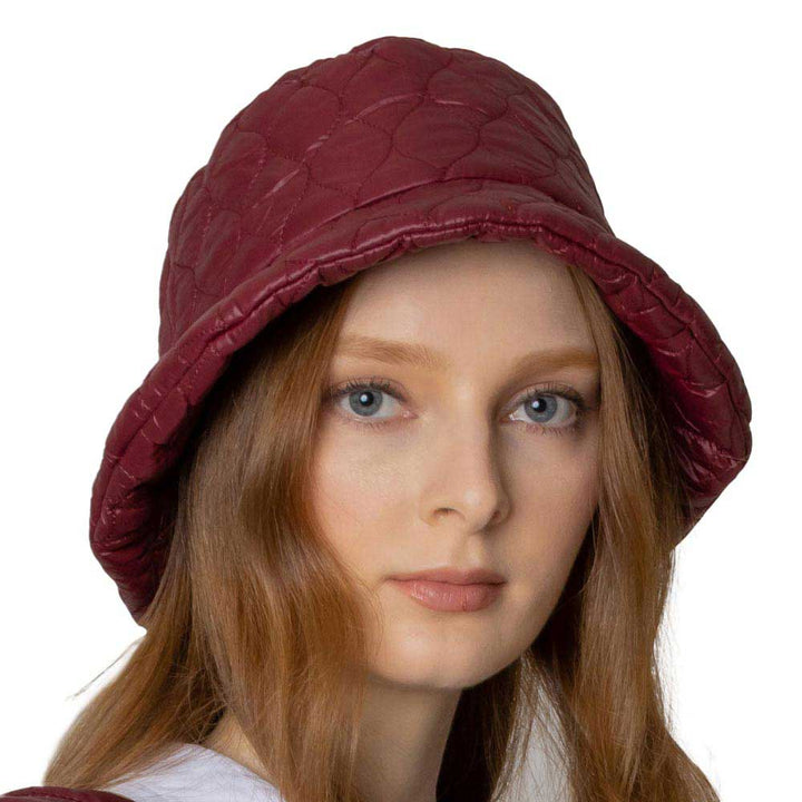 Burgundy Wave Padded Bucket Hat, Show your trendy side with this chic Wave Padded Bucket Hat. Have fun and look Stylish anywhere outdoors. Great for covering up when you are having a bad hair day. Perfect for protecting you from the sun, rain, wind, snow, beach, pool, camping, or any outdoor activities. Amps up your outlook with confidence with this trendy bucket hat.