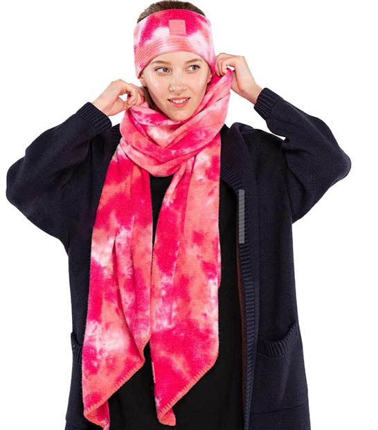 C.C Tie Dye Bias Cut Scarf With Rubber Patch - Scarves