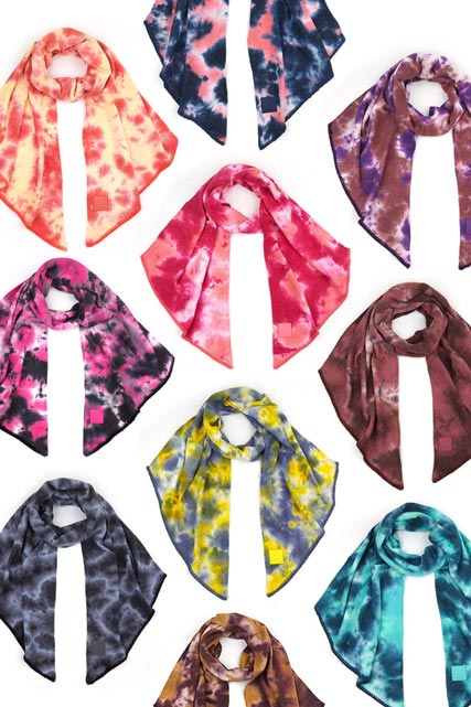 C C Tie Dye Bias Cut Scarf With Rubber Patch, add a beautiful look and touch of perfect class to your outfit in style. Nicely designed with tie dye that gives a unique and awesome appearance with comfort and warmth. Perfect weight makes it wearable to complement your outfit, or with your favorite fall jacket. Great for daily wear in the cold winter to protect you against the chill.