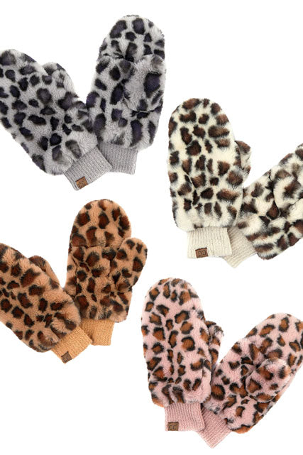 C.C Faux Fur Mitten Glove With Leopard Pattern, gives your look so much eye-catching texture with Leopard patterned embellishment, a cozy feel, very fashionable, attractive, cute looking in winter season. This easy and classic glove is soft and muted. Before running out the door into the cool air, you’ll want to reach for these toasty gloves to keep your hands incredibly warm, it's the autumnal touch you need to finish your outfit in style. Awesome winter gift accessory!