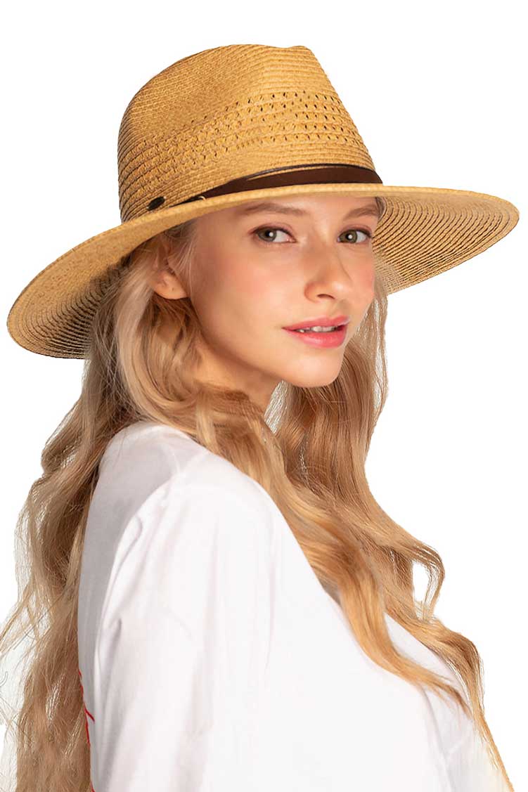 C.C faux leather string paper straw panama hat. You’re basking under the summer sun at the beach, lounging by the pool, or kicking back with friends at the lake, a great hat can keep you cool and comfortable even when the sun is high in the sky. Large, comfortable, and perfect for keeping the sun off of your face, neck, and shoulders, ideal for travelers who are on vacation or just spending some time in the great outdoors.