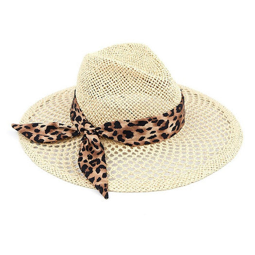 C.C Panama Leopard Band Honeycomb Sun Hat, eco-friendly Sunner Straw Hat whether you’re under the sun, the beach, pool, lake or taking a stroll, this sun hat keeps you cool. Perfect Birthday Gift, Mother's Day Gift, Anniversary Gift, Vacation Getaway, Thank you Gift, Sun Hat, Animal Banded Hat, Panama Honeycomb Sun Hat