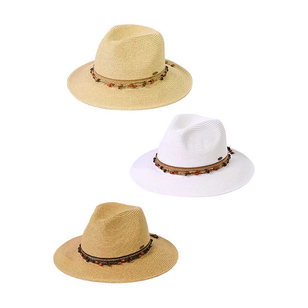 C.C Scatter Natural Wooden Beaded Trim Panama Hat, Keep your styles on even when you are relaxing at the pool or playing at the beach. Large, comfortable, and perfect for keeping the sun off of your face, neck, and shoulders. Perfect gifts for Christmas, holidays, Valentine's Day, or any meaningful occasion.
