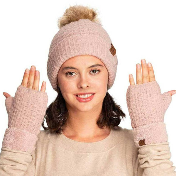 C.C Smocking Stitch Pattern Fingerless Gloves. Comfortable, soft brushed poly stretch knit, finished with a hint of stretch for comfort and flexibility. Wear as fingerless gloves or cover up as mitten, either way you will love these glitters in soft neutral colors. Perfect Gift Birthday, Christmas, Stocking Stuffer, Secret Santa, Holiday, Anniversary, Valentine's Day, Loved One.