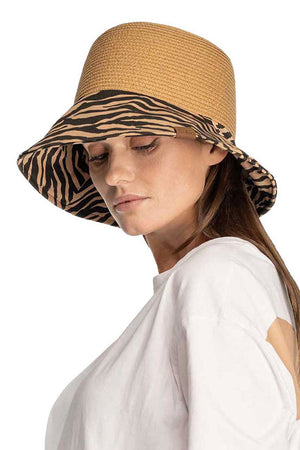C.C Zebra Print Cloche Straw Bucket Hat. Keep your styles on even when you are relaxing at the pool or playing at the beach. Large, comfortable, and perfect for keeping the sun off of your face, neck, and shoulders Perfect summer, beach accessory. Ideal for travelers who are on vacation or just spending some time in the great outdoors.