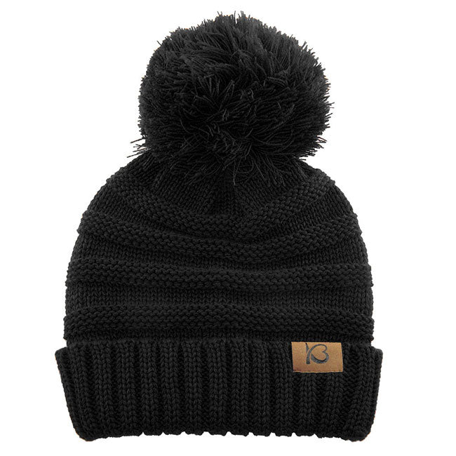 Black Cable Knit Ribbed Chunk Pom Pom Comfy Winter Beanie Hat. Before running out the door into the cool air, you’ll want to reach for this toasty beanie to keep you incredibly warm. Accessorize the fun way with this pom pom hat, it's the autumnal touch you need to finish your outfit in style. Awesome winter gift accessory!