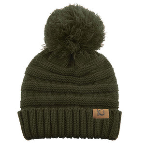 Olive Green Cable Knit Ribbed Chunk Pom Pom Comfy Winter Beanie Hat. Before running out the door into the cool air, you’ll want to reach for this toasty beanie to keep you incredibly warm. Accessorize the fun way with this pom pom hat, it's the autumnal touch you need to finish your outfit in style. Awesome winter gift accessory!