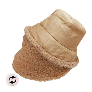 Camel Fashionable Winter Reversible Faux Fur Sherpa Bucket Hat, Before running out the door into the cool air, you’ll want to reach for these  Faux Fur Sherpa Bucket Hatto keep you incredibly warm and comfortable even when the sun is high in the sky.  Perfect for keeping the sun off of your face, neck, and shoulders.