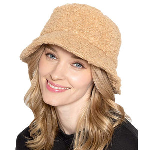 Camel Faux Fur Sherpa Bucket Hat, this bucket hat is a comfy & cozy hat and is snug on the head and stays on well to make your day perfect. It will work well to keep you comfortable and the sun out of the eyes and also the back of the neck. Wear it to lend a modern liveliness above an outfit on trans-seasonal days in the city to give yourself a unique look. Stay trendy and beautiful.
