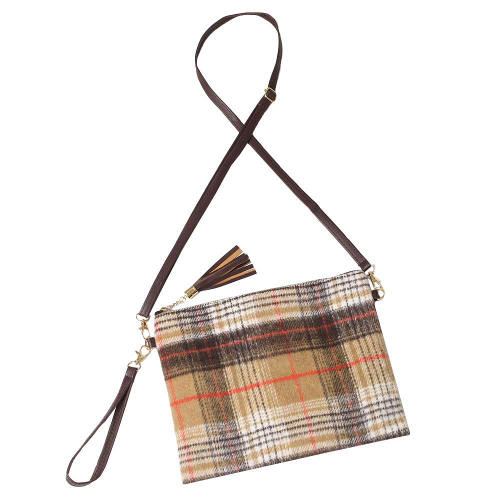 Camel Plaid Check Crossbody Clutch Bag, is the ultimate choice for your fashion. It will be your new favorite accessory to hold onto all your necessary items. It's lightweight and easy to carry especially when you need hands-free to run errands or a night out on the town. Its attachable and detachable straps make it more comfortable for you. Perfect Birthday Gift, Everyday Bag, Anniversary Gift, Graduation Gift, Holiday, Christmas, New Year, Anniversary, Valentine's day.