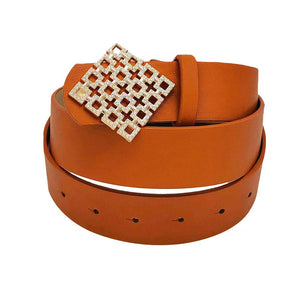 Camel Rhinestone Embellished Square Buckle Faux Leather Belt, These square rhinestone belts have the versatility you may need. Western-style engraved rhinestone buckle set; The buckle, keeper, and tip all have sparkling rhinestones. This square rhinestone belt fits in perfectly on many occasions and adds sparkle to any outfit. Faux leather feels soft and comfortable in daily dress or work. A good match for a blouse, dress, skirt, jeans or sweater.