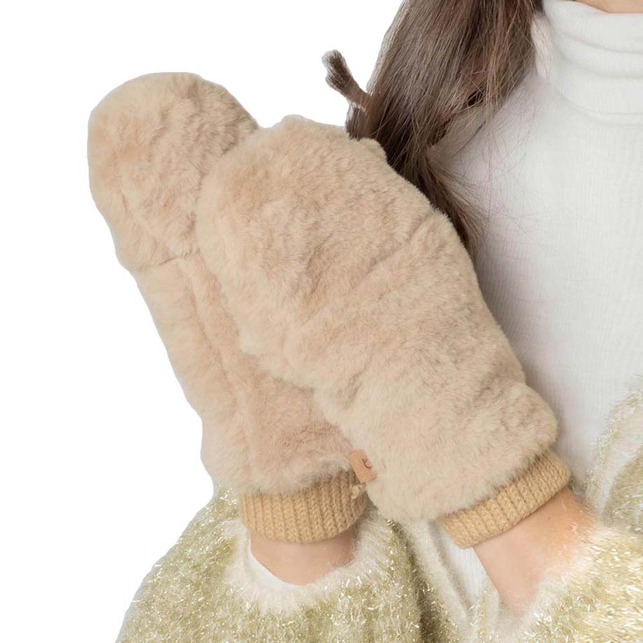 Camel Solid Faux Fur Mitten Gloves, are warm, cozy, and beautiful mittens that will protect you from the cold weather while you're outside and amp your beauty up in perfect style. It's a comfortable, soft brushed poly stretch knit that will keep you perfectly warm and toasty. It's finished with a hint of stretch for comfort and flexibility. Wear gloves or a cover-up as a mitten to make your outfit gorgeous with luxe and comfortability.