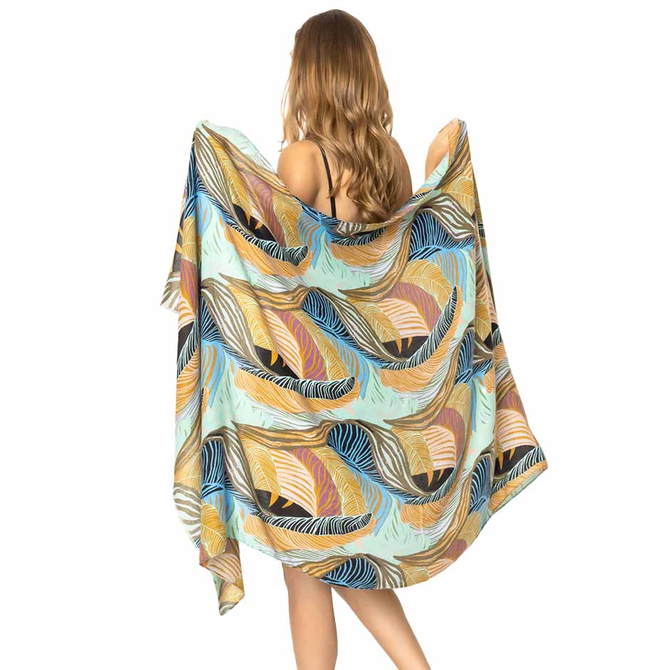 Camel Tropical Leaf Printed Oblong Scarf, this timeless tropical leaf printed oblong scarf is soft, lightweight, and breathable fabric, close to the skin, and comfortable to wear. Sophisticated, flattering, and cozy. look perfectly breezy and laid-back as you head to the beach. A fashionable eye-catcher will quickly become one of your favorite accessories.
