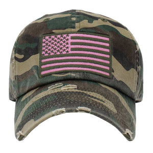 Camouflage American USA Flag Vintage Baseball Cap, Show your patriotic side with this cute patriotic  USA flag style American Flag baseball cap. Perfect to keep the sun out of your eyes, and to pull your hair back during exercises such as walking, running, biking and more! Adjustable Velcro strap gives you the perfect fit. 