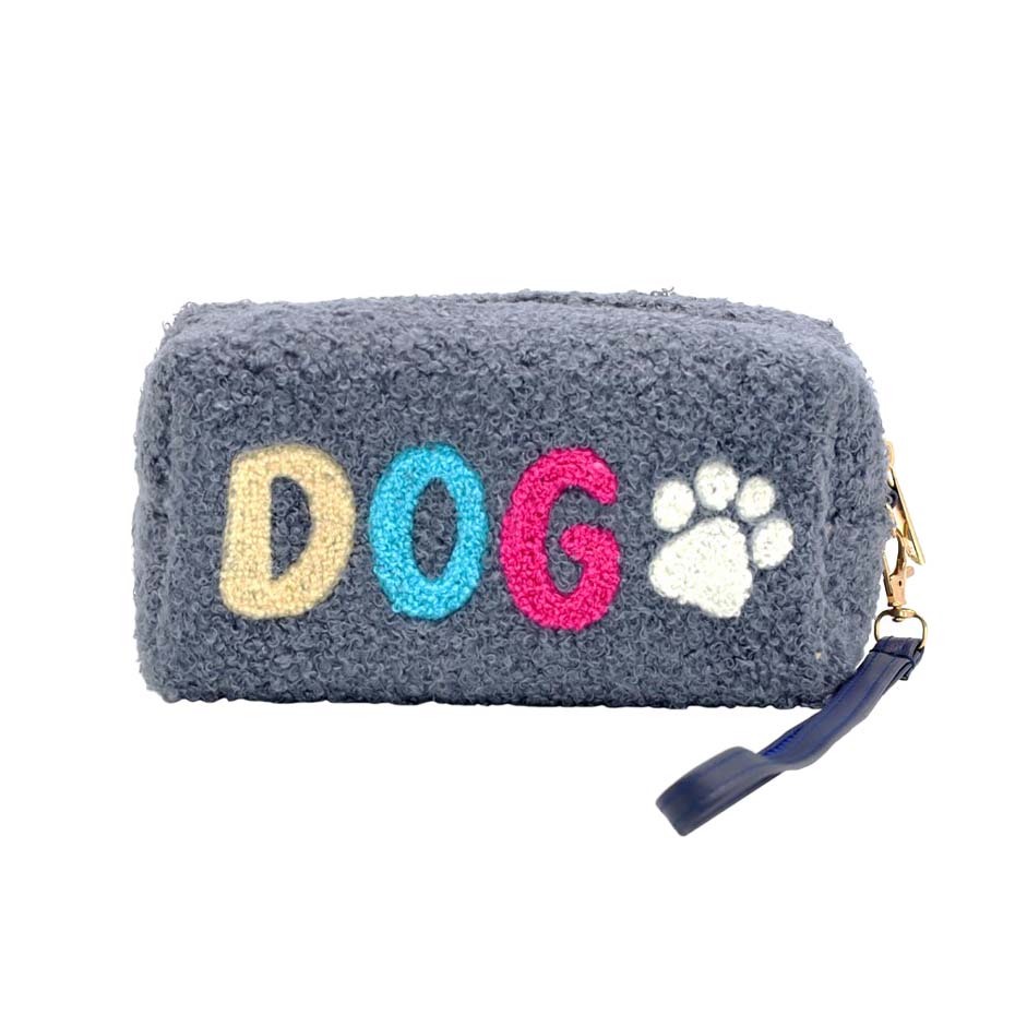 Pink Faux Fur Dog Pouch With Wristlet, this cute and message-containing wristlet goes with any outfit and shows your trendy choice to make you stand out. perfect for carrying makeup, money, credit cards, keys or coins, etc. Comes with a wristlet for easy carrying. It's perfectly lightweight and simple. Put it in your bag and find it quickly with its eye-catchy colors. Great for running small errands while keeping your hands free.
