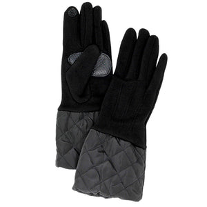 Chevron Cuff Fleece Lined Gloves Solid Quilted Tris Smart Touch Gloves, cozy warm design giving it a trendy, chic style, perfect addition to any winter ensemble. Sleek stylish matches your clothes easily. Tech-friendly at the index fingertip Perfect Gift Birthday, Christmas, Anniversary, Valentine's Day, Cold Weather