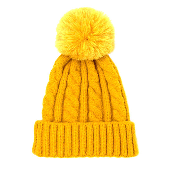 Chunky Warm Cable Knit Pom Pom Hat Cable Knit Pom Pom Beanie Winter Hat accessorize the fun way with this pom pom cable knit hat beanie, autumnal touch you need to finish your outfit in style. Keep warm, be trendy; many available colors to match your style. Perfect Gift Birthday, Holiday, Christmas, Walk to Work, School