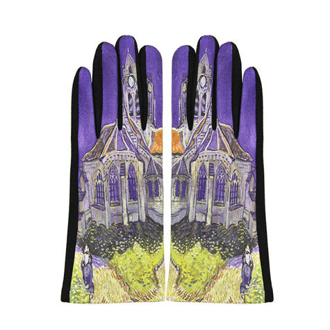 Church at Auvers Print Gloves Church at Auvers Print Smart Touch Gloves Winter Gloves warm comfy faux suede design, are trendy & elegant. Mid-weight feel, finished with a hint of stretch for comfort & flexibility. Tech-friendly ideal for staying on the go. Perfect Gift Birthday, Christmas, Valentine's Day, Loved One