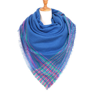 Classic Blue Plaid Check Scarf Blanket Warm Blue Plaid Check Scarf Plaid Wrap, accent your look with this soft, highly versatile plaid muffler. A rugged staple brings a classic look, adds a pop of color & completes your outfit, keeping you cozy & toasty. Perfect Gift Birthday, Holiday, Christmas, Anniversary, Valentine's Day
