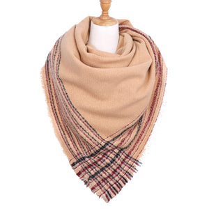 Classic Tan Plaid Check Scarf Blanket Warm Tan Plaid Check Scarf Plaid Wrap, accent your look with this soft, highly versatile plaid muffler. A rugged staple brings a classic look, adds a pop of color & completes your outfit, keeping you cozy & toasty. Perfect Gift Birthday, Holiday, Christmas, Anniversary, Valentine's Day