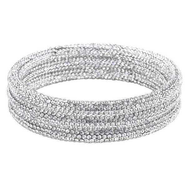 Clear 3PCS Rhinestone Pave Bangle Layered Bracelets, The sparkly Rhinestone bangle Bracelets set featuring made of rubber and Rhinestone dust inlaid. It looks so pretty, brightly and elegant. This Circle Rhinestone Wristband Bracelets designed in simple type is a trendy fashion statement, These Layer Bracelets bangle are perfect for any occasion whether formal or casual or for going to a party or special occasions. Perfect gift for birthday, Valentine’s Day, Party, Prom.