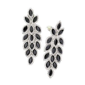 Clear Black Marquise Crystal Oval Cluster Vine Clip On Earrings, The perfect set of sparkling earrings adds a sophisticated & stylish glow to any outfit. Perfect for adding just the right amount of shimmer & shine and a touch of class to special events. These earrings pair perfectly with any ensemble from business casual, to night out on the town or a black tie party.
