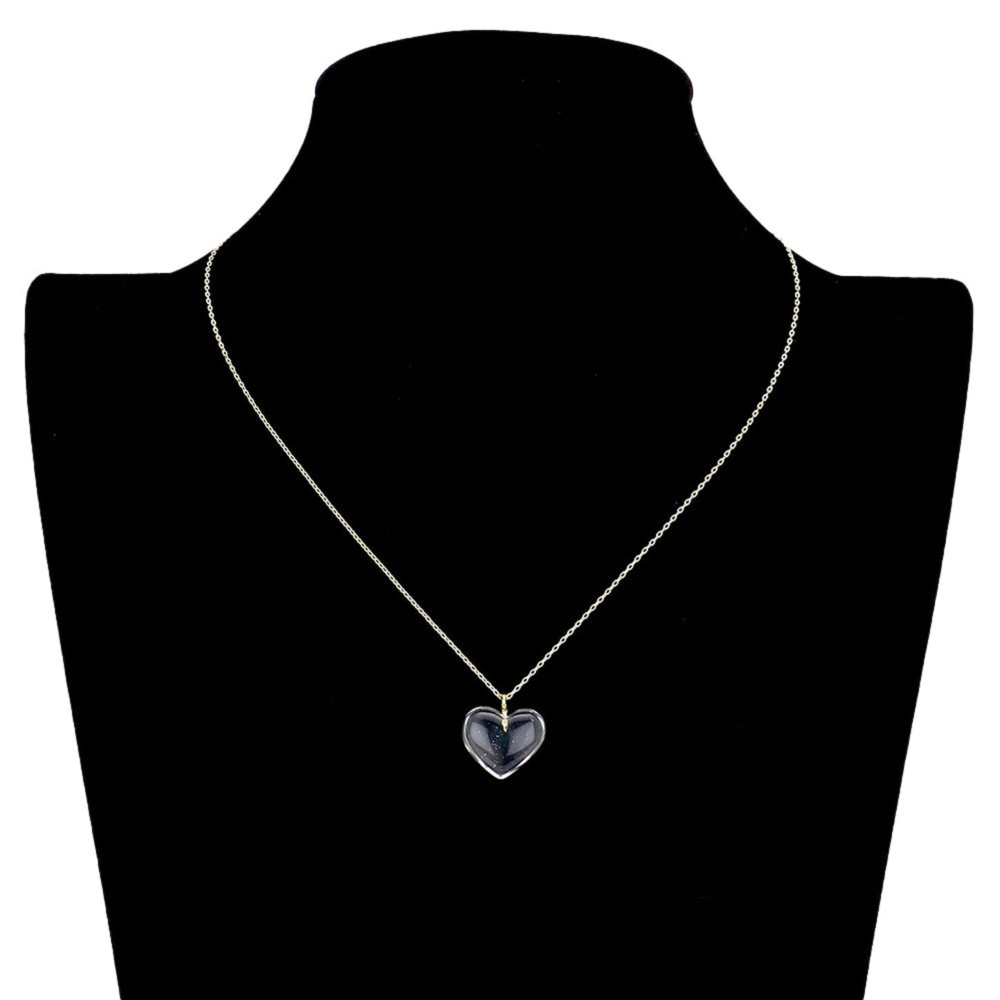 Clear Brass Metal Lucite Heart Pendant Necklace, Get ready with these Lucite Heart Pendant Necklace, put on a pop of color to complete your ensemble. Perfect for adding just the right amount of shimmer & shine and a touch of class to special events. Perfect Birthday Gift, Anniversary Gift, Mother's Day Gift, Graduation Gift