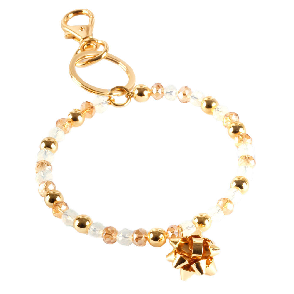 Multi Faceted Beaded Christmas Gift Bow Key Chain Bracelet, Get ready with these bright Bracelet, put on a pop of color to complete your ensemble. Perfect for adding just the right amount of shine and a touch of class to special events. Perfect for Christmas Gift, Birthday Gift, Anniversary Gift, Mother's Day Gift.