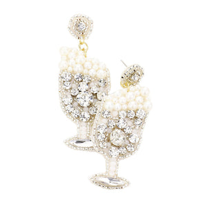 Clear Felt Back Pearl Round Stone Cluster Champagne Dangle Earrings, put on a pop of color to complete your ensemble. Perfect for adding just the right amount of shimmer & shine and a touch of class to special events. Perfect Birthday Gift, Anniversary Gift, Mother's Day Gift, Graduation Gift.