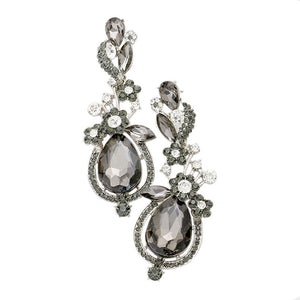Clear Rhodium Floral Vine Teardrop Crystal Rhinestone Evening Earrings; get into the Christmas spirit with our gorgeous handcrafted Christmas earrings, they will dangle on your earlobes & bring a smile to those who look at you. Perfect Gift December Birthdays, Christmas, Stocking Stuffers, Secret Santa, BFF, etc
