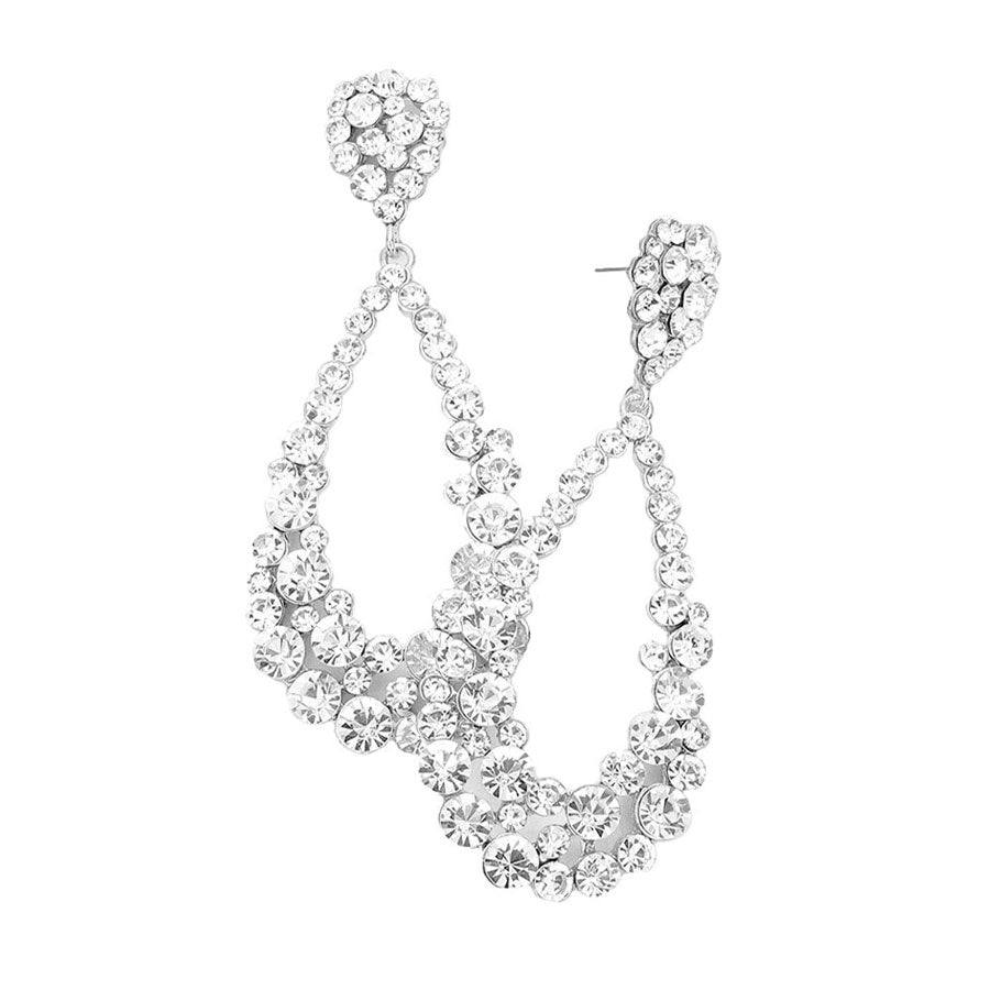 Clear Silver Crystal Bubble Cluster Teardrop Evening Earrings, These gorgeous Crystal pieces will show your class in any special occasion. The elegance of these crystal evening earrings goes unmatched. Perfect jewelry to enhance your look. Awesome gift for birthday, Anniversary, Valentine’s Day or any special occasion.