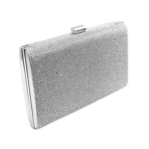 Glamorous Silver Clear Crystal Evening Bag