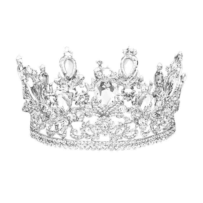 Clear Silver Glass Crystal Pageant Queen Tiara, this tiara features precious stones and an artistic design. Makes You More Eye-catching in the Crowd. Suitable for Wedding, Engagement, Prom, Dinner Party, Birthday Party, Any Occasion You Want to Be More Charming.