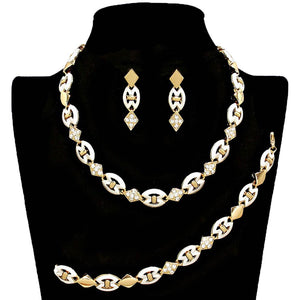Clear Silver Gold Rhinestone Necklace Jewelry Set, get ready with this rhinestone necklace jewelry set to receive the best compliments on any special occasion. Put on a pop of color to complete your ensemble and make you stand out on special occasions. Awesome gift for birthdays, anniversaries, Valentine’s Day, or any special occasion.