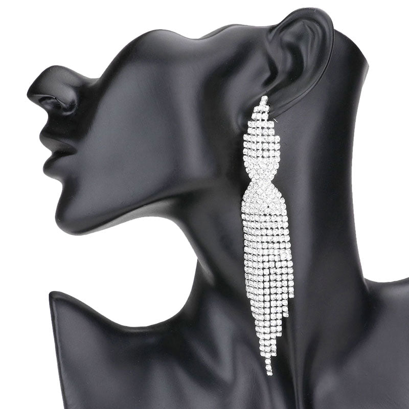 Clear Silver Rhinestone Fringe Evening Earrings, complete the appearance of elegance and royalty to drag the attention of the crowd on special occasions with these fringe earrings. The beautifully crafted design adds a gorgeous glow to any outfit to make you stand out and more confident. Pair with your favorite cocktail dress for a fabulous look or with your everyday casual for effortless chic style. Perfect jewelry gift to expand a woman's fashion wardrobe with a modern, on-trend style. 