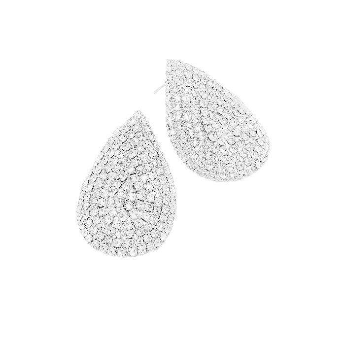 Clear Silver Rhinestone Pave Teardrop Evening Earrings, Add just the right amount of shine and you’ve got a look that’s polished to perfection. These gorgeous Rhinestone pieces will show your class in any special occasion. The elegance of these evening earrings goes unmatched, great for wearing at a party! Perfect jewelry to enhance your look. Awesome gift for birthday, Anniversary or any special occasion.