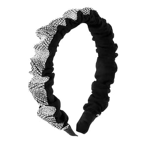 Clear Trendy Fashionbale Bling Pleated Headband. Create a natural look while perfectly matching your color with the easy to use Pleated Headband. Adds a super neat and trendy twist to any boring style. Perfect for everyday wear; special occasions, outdoor festivals and more. Available in a variety of colors!