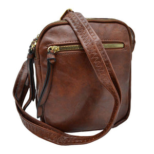 Coffee Trendy Leather Crossbody Bag With Shoulder Strap, Be trendy and casual with this beautifully crafted crossbody bag. This premium-looking bag is made up of genuine leather, making it perfect for carrying when heading to the office or casual parties. This bag features a flexible shoulder strap and zipper closure and has spacious space to place all your stuff. Stay trendy!
