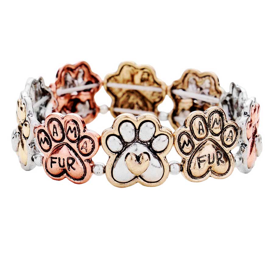   Copper Burnished Fur Mama Animal Paw Metal Stretch Bracelet, Get ready with these Stretch Bracelet, put on a pop of color to complete your ensemble. The Fur Mama Metal Stretch Bracelet will makes you feel elegant and stylish. Perfect gift for National Dog Day, Birthday, Anniversary, Christmas, Just Because, Dog Mom as well as for the women in your lives who love dogs.