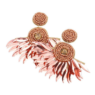 Copper Felt Back Seed Beaded Boho Fringe Dangle Earrings, are beautifully designed on a fringe theme to put on a pop of color and complete your ensemble. Perfect for adding the perfect beauty & glamor everywhere with these seed-beaded fringe earrings. These felt-back dangle earrings are handcrafted jewelry that fits your lifestyle.