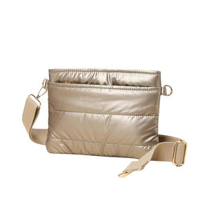 Copper Solid Quilted Shiny Puffer Mini Crossbody Bag, Complete the look of any outfit on all occasions with this Shiny Puffer Mini Crossbody. this mini bag offers enough room for your essentials. With a One Inside Zipper Pocket, three two inside slip pockets, and a secured Magnetic Closure at the top, this bag will be your new go-to! These beautiful and trendy Crossbody have adjustable and detachable hand straps that make your life more comfortable. 