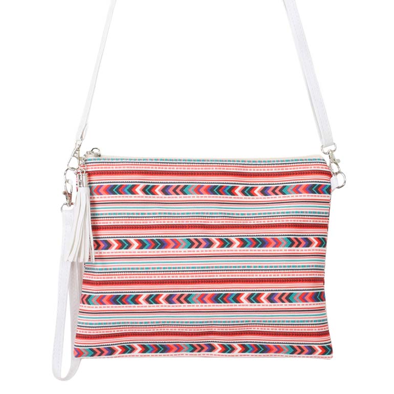 Coral Aztec Patterned Wristlet Clutch Crossbody Bag, is a beautiful crossbody bag with an Aztec pattern that will go with any outfit. It looks like the ultimate fashionista when carrying this Aztec pattern clutch bag, great for when you need something small to carry or drop in your bag. Perfect for makeup, money, credit cards, keys, or coins, comes with a wristlet for easy carrying, light, and simple.