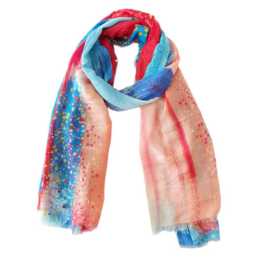 Coral Brush Stroke Printed Oblong Scarf, This lightweight oblong scarf in soothing colors features a brush stroke printed design. It's a design that gives any outfit a unique look. The oblong shape makes this scarf a versatile choice that can be worn in many ways. It'll definitely become a favorite in your accessories collection. Suitable for Holiday, Casual or any Occasions in Spring, Summer and Autumn.