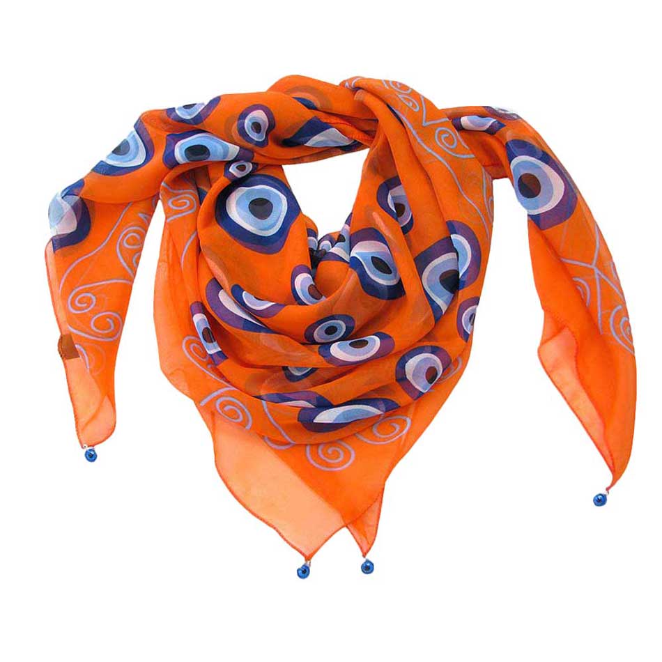 Coral Evil Eye Print Scarf, thin and light weight with the classic evil eye motif brings retro and classic in a timeless piece. Not only will you be fashion forward but also fashionably protected! These Fancy Scarf are great for indoor and outdoor events alike. It'll definitely become a favorite in your accessories collection. Suitable for Holiday, Casual or any Occasions in Spring, Summer and Autumn. 