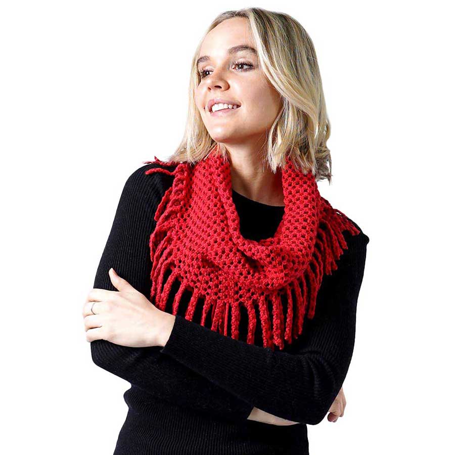 Coral Mini Tube Fringe Scarf, This comfortable scarf features a mini tube look available in a variety of bold colors. Full and versatile, this cute scarf is the perfect and cozy accessory to keep you warm and stylish. on trend & fabulous, a luxe addition to any cold-weather ensemble. You will always look chic and elegant wearing this feminine pieces. Great for everyday use in the chilly winter to ward against coldness. Awesome winter gift accessory!