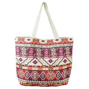 Coral Multi Aztec Pattern Tote Bag, This tote bag is versatile enough for wearing through the week, simple and leisurely, elegant and fashionable, suitable for women of all ages, and ultra-lightweight to carry around all day. The interior has enough capacity for keys, phones, cards, sunglasses, purses, lipsticks, books, and water bottles. This Aztec pattern tote bag can hold up all your daily necessities. Whether you're shopping, heading to the pool, or the beach, this Tote Bag is the perfect accessory. 
