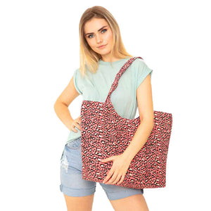 Coral Solid Leopard Print Jute Tote Bag, Look like the ultimate fashionista with these Tote Bag! Add something special to your outfit! This fashionable bag will be your new favorite accessory. Perfect Birthday Gift, Anniversary Gift, Mother's Day Gift, Graduation Gift, Valentine's Day Gift.